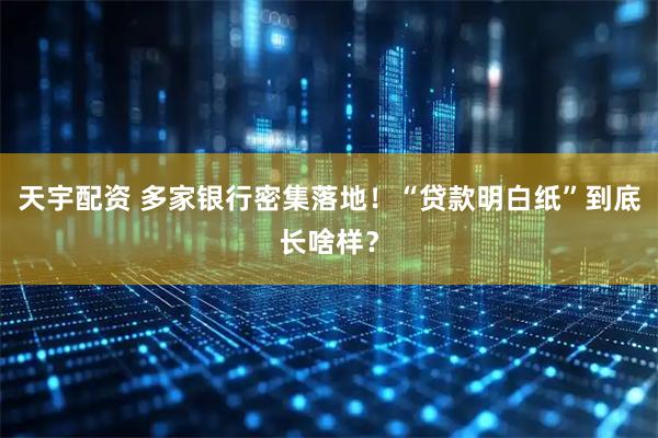 天宇配资 多家银行密集落地！“贷款明白纸”到底长啥样？