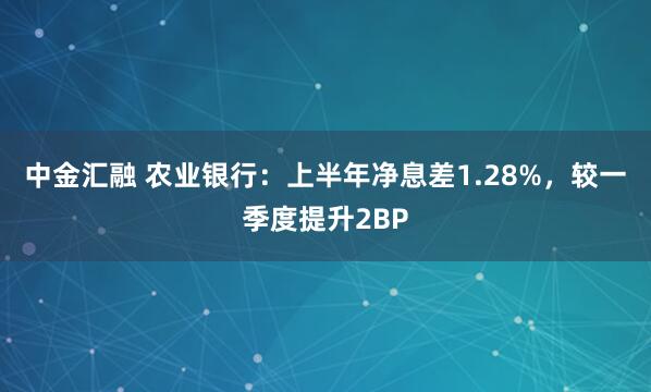 中金汇融 农业银行：上半年净息差1.28%，较一季度提升2BP